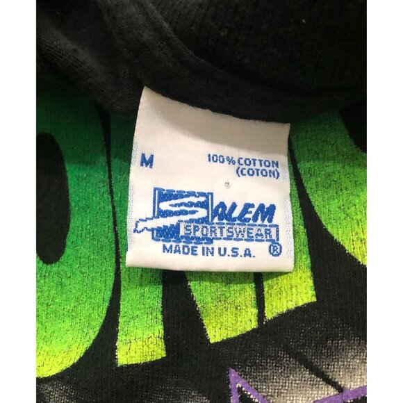 Vintage Vtg 90s NBA Seattle Supersonics Super Hero Mens Medium Black T Shirt - Picture 5 of 10